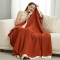 thumbnail image 7 of Chenille Waffle Knit Throw Blanket Reversible Bedding Blanket, 50"x60", Burnt Orange, 7 of 7