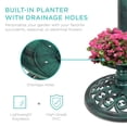 thumbnail image 4 of Fuente de baño con pedestal para pájaros con luz solar para exteriores, verde, 4 of 7
