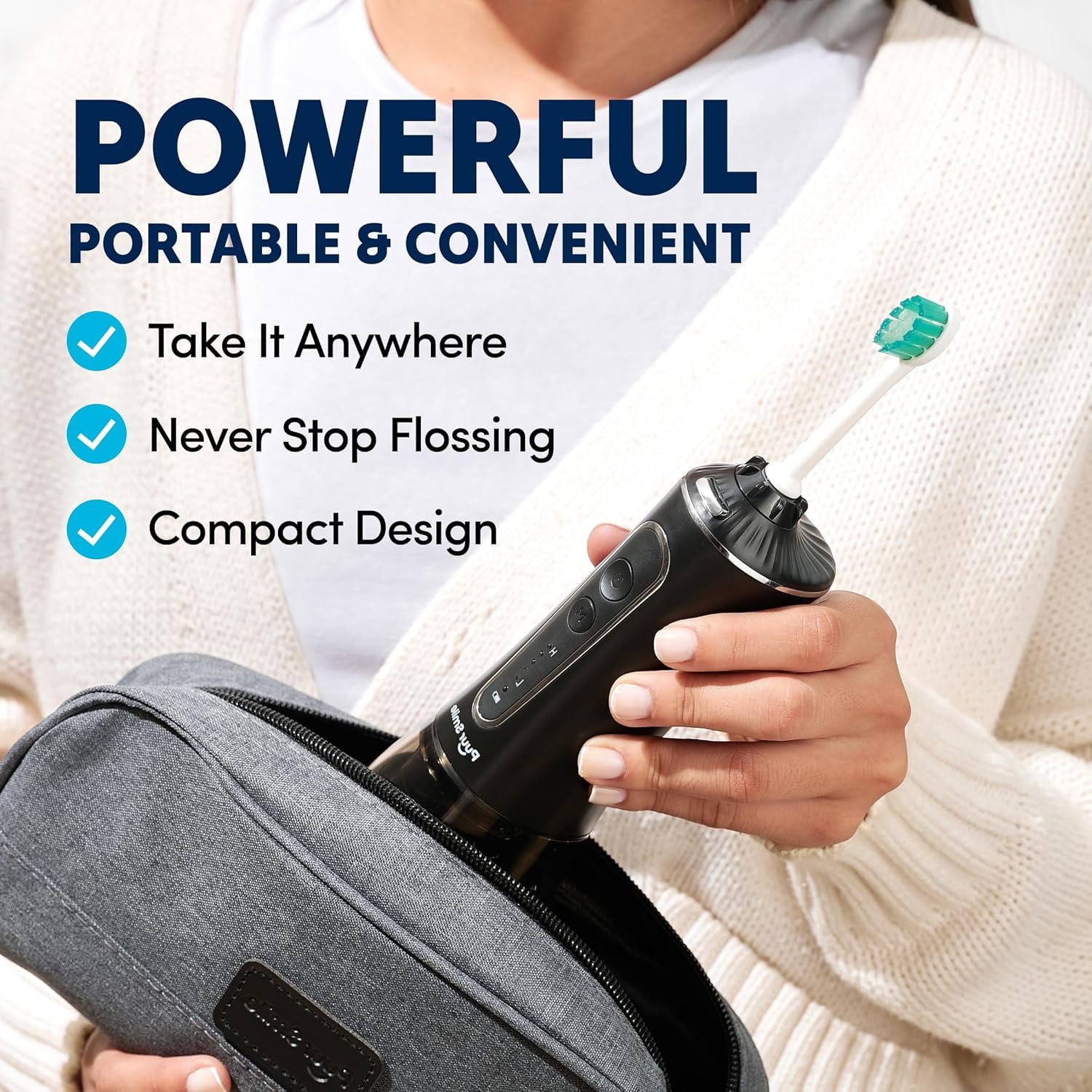 PuurSmile Professional Cordless Water Flosser Black - Dental Care Waterproof, 7 Replacement Tips