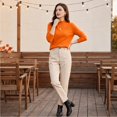 thumbnail image 6 of Sweaters for Women Long Sleeve Trendy Crew Neck Jumper Knitted Pullover Soft Warm Fleece Sweater Tops, 6 of 7