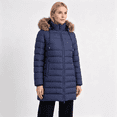 thumbnail image 3 of Womens Winter Coats Puffer Down Parka Thicken Warm Hooded Jacket Fleece Lined Outwear with Removable Faux Fur Hood, Navy XXXL, 3 of 8