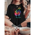 thumbnail image 1 of Camiseta de mujer verano Patrón de Corazón cuello redondoWomen's Fashion Cartoon Colorful Chicken Printed T-shirt, Simple Casual Round Neck Comfortable T-shirt, Women's Casual Sports Outdoor T-shirt, 1 of 7