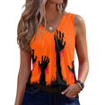thumbnail image 2 of IMENGL Women's Tank Tops Soft Halloween V Neck Vest Shirts | Pumpkin Graphic Shirt Halloween Print Layering Halloween Outfit Casual Sleeveless Slim-Fit Camisole for Women,M-XXL, 2 of 6