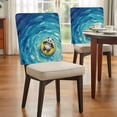 thumbnail image 4 of Funny Art Chair Covers Set of 1 Summer Panda Swimming Blue Sea View Oil Painting Chair Back Covers Stretch Removable Washable Slipcovers Protector for Dining Room Kitchen Party Decor, 4 of 9