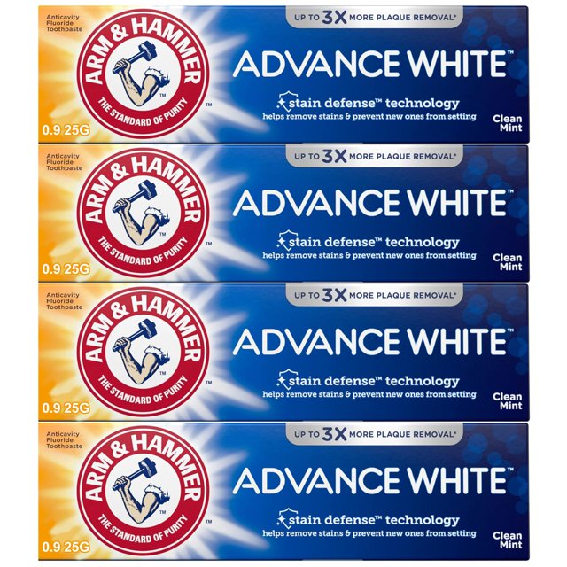 Pasta de dientes Arm & Hammer Advance Whitening, 25 ml, tamaño de viaje, paquete de 4