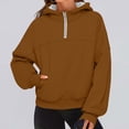 thumbnail image 2 of Vibrex Women's Quarter Zip Hoodie with Pocket Long Sleeve Casual Pullover Comfy Cropped Sweatshirt Streetwear Top, 2 of 6