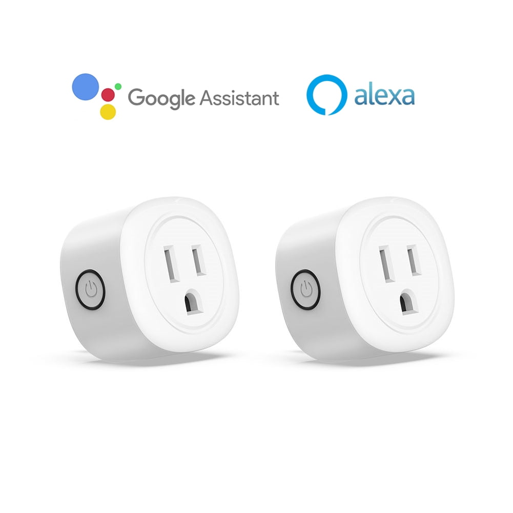 Topesel 2 Pack Smart Plug Mini Wifi Outlet Work with Google Home Remote Control Timing, No Hub