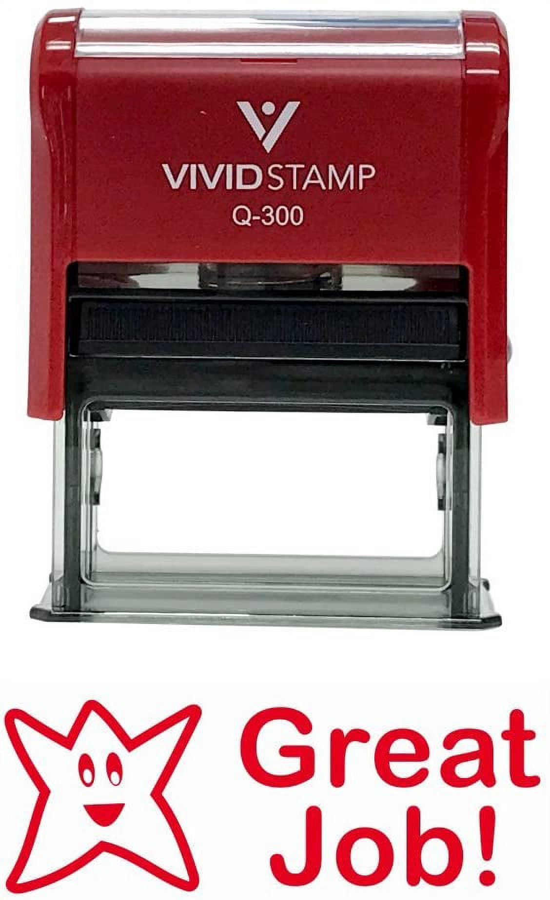 Vivid Stamp GREAT JOB Teacher Self Inking Rubber Stamp (Red Ink) - Large