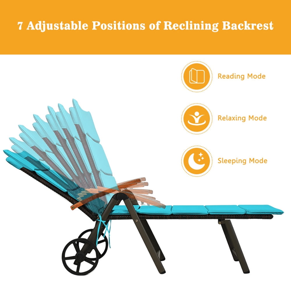 Aimee Lii Outdoor Chaise Lounge Chair Rattan Lounger Recliner Chair, Patio Loungers, Turquoise Aimee Lii Outdoor Chaise Lounge Chair Rattan Lounger Recliner Chair, Patio Loungers, Turquoise