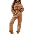 thumbnail image 2 of Workout Sweatsuits for Women 2 Piece Spring Fall Outfits Cropped Hooded Sweatshirts Elastic Waistband Joggers Lounge Sets, 2 of 8