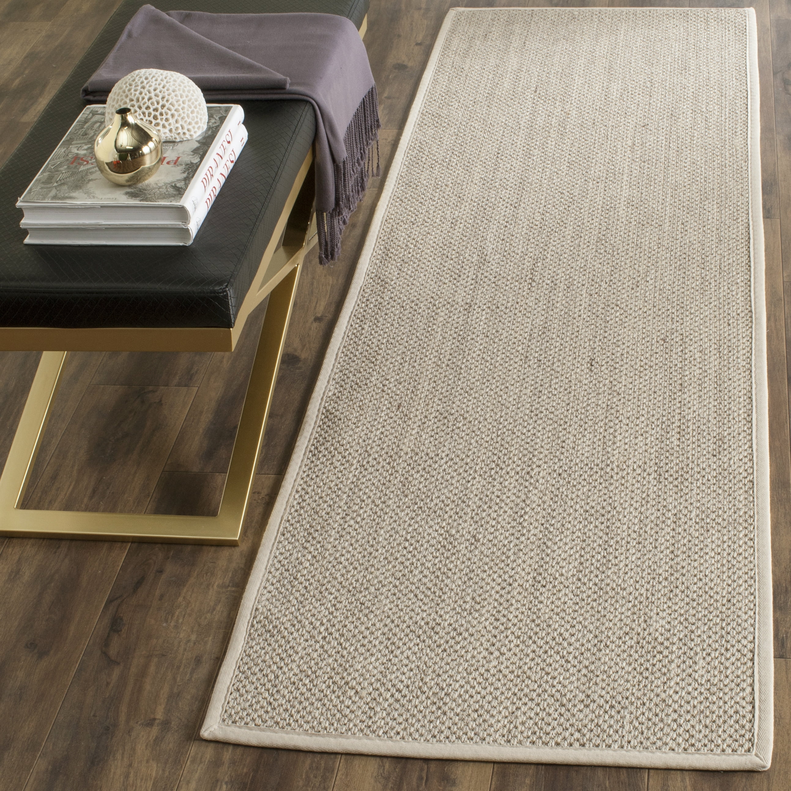 Safavieh Natural Fiber Kentigern Solid Runner Rug, Marble/Beige, 3' x 6'