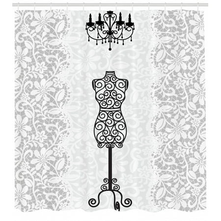 Female Dress Form Mannequin Gray Black White Shower Curtain Extra