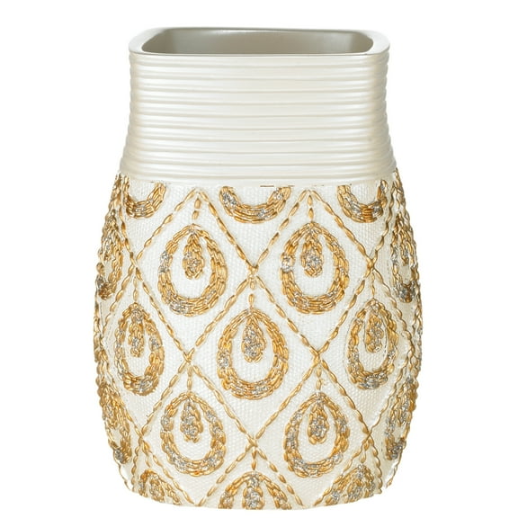 Popular Bath Seraphina Bathroom Tumbler- Beige/Gold