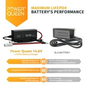 Power Queen LiFePO4 12V 100Ah Lithium Battery Deep Cycle 1280Wh with 14.6V 20A Charger