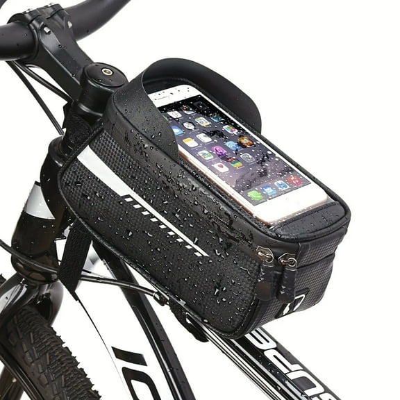 FORICOM Bicycle Front Cell Phone Waterproof Bag, Tube Bag, Cycling Organizer for Bicycle Accessories, Compatible with Cell Phones Up to 7 Inches, a Must Have for Cycling Enthusiasts.