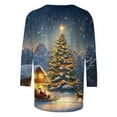 thumbnail image 4 of LEKWK Vneck Christmas Shirts for Women Xmas Tree Crew Neck 3/4 Sleeve Tops Christmas Womens Graphic Shirts Vintage Ugly Christmas Women Tshirts, 4 of 5