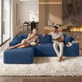 thumbnail image 2 of Aukfa 96" Cloud Sectional Couch, Modular L Shaped Boneless Sofa with Left Facing Chaise&2 Storage Pockets, Blue, 2 of 8