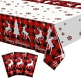 thumbnail image 3 of BinKFF Buffalo Plaid Merry Christmas Party Tablecloth Decorations,Plastic White Snowflake Buffalo Plaid Sign Table Cover for Winter Christmas Holiday Party Supplies,54x108 inch, 3 of 8