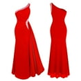 thumbnail image 7 of Angel-fashions Red Evening Dress Women's Elegant One Shoulder Beading Decor Pleated Waist Split Long Party Gown 411RD X-Large, 7 of 7