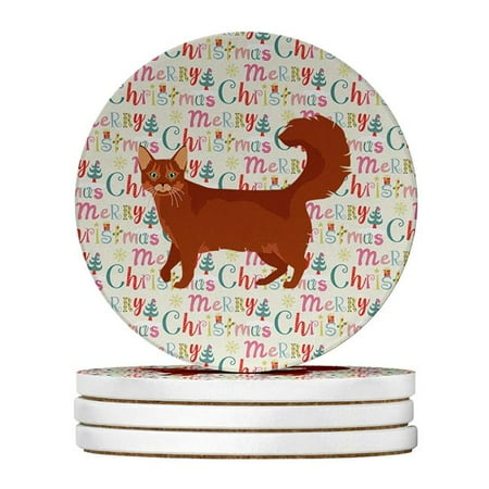 

Carolines Treasures WDK2645RCS4 4 x 4 in. Unisex Somali Cat Christmas Large Sandstone Coasters - Pack of 4