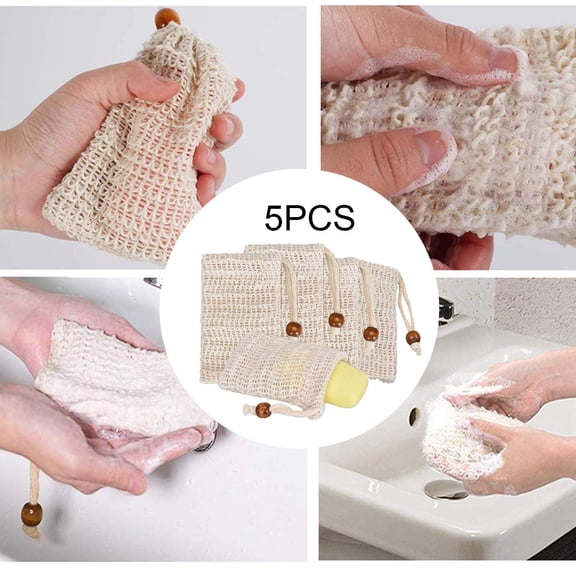 Yubatuo Soap Bag,Bar Soap Pouch,5 Packs Sisal Soap Saver Bags Mesh for Exfoliating, Shower ,Scrubber