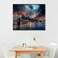 thumbnail image 2 of COMIO Canvas Wall Art Print City New York 20x16 in - 1pcs Home Decor Framed Stretched Picture Photo Painting Artwork Image Skyline Skyscrapers Panorama Night, 2 of 4