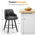 thumbnail image 2 of Zimtown Modern Swivel Barstools Set of 2, Padded PU Leather Bar Chairs 26" for Dining Room, Kitchen Island, Bar, Black, 2 of 8
