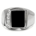 thumbnail image 4 of Anillo Color Plata Para Hombres de Acero Inoxidable Onyx Cuadrado, 4 of 5