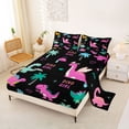 thumbnail image 2 of Metsweet Kawaii Dinosaurs Bed Sheets 4-Piece, Dino Love Heart Print Full Size Sheets, Pink Blue Black,1 Fitted Sheet, 1 Flat Sheet and 2 Pillowcases, 2 of 5