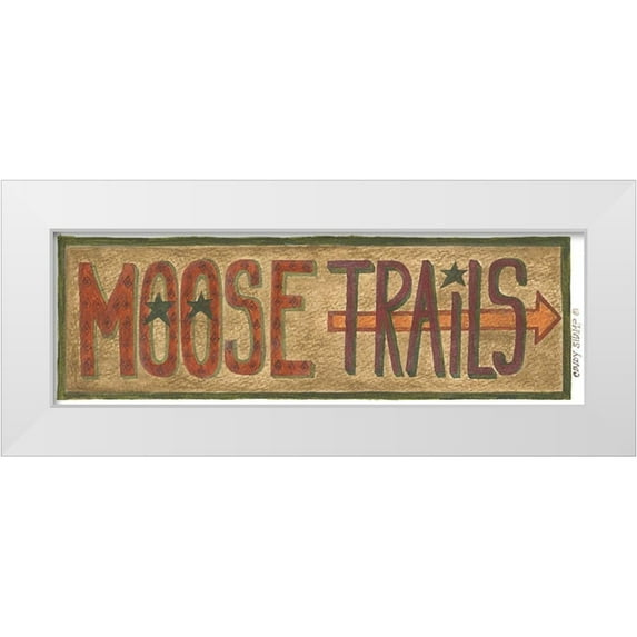 Shamp, Cindy 18x9 White Modern Wood Framed Museum Art Print Titled - Moose Trails
