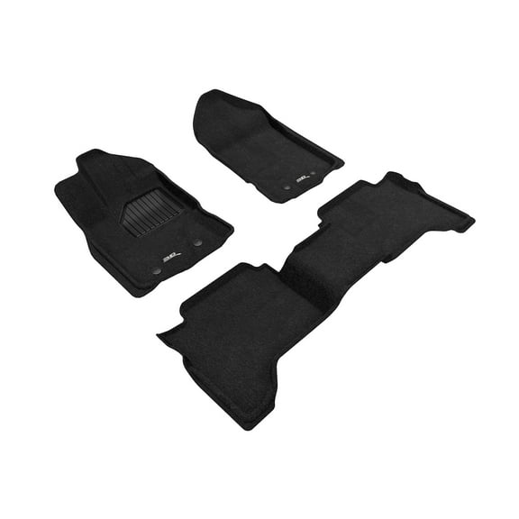 3D MAXpider Custom Fit Elegant Floor Mat (Black) for 2019-2021 Ford Ranger SUPERCREW - 1ST Row 2ND Row