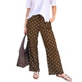 thumbnail image 2 of Polka Dot Pants Women Y2K Print High Waisted Drawstring Wide Leg Pants Vintage Boyfriend Pants Dark Brown XL, 2 of 9
