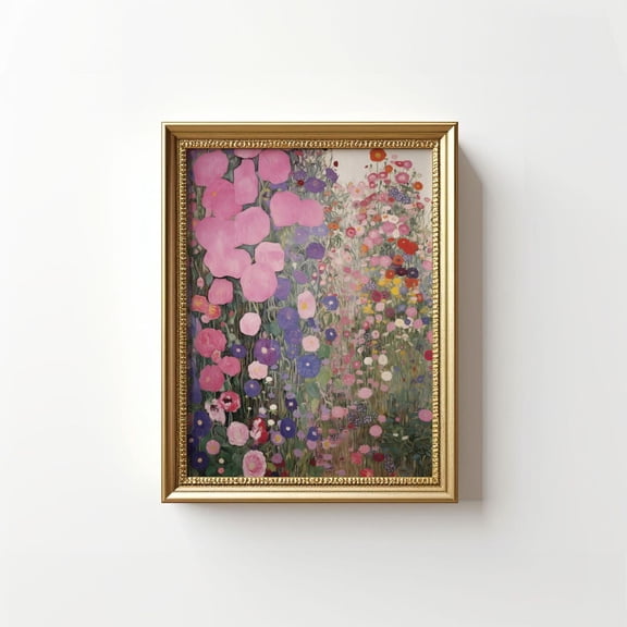 Gustav Klimt Print Inspired, Klimt Wall Art, Art Nouveau Poster, Coquette Room Decor, Flower Garden, Flower Market, Unframed Poster Size 8x12 F03.1.15l819