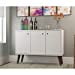 thumbnail image 4 of Manhattan Comfort Bromma Collection Mid Century Modern Square Buffet Stand Table With Two Cabinets and Splayed Legs, White, 4 of 10