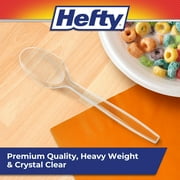 Hefty Heavy Duty Disposable Plastic Spoons, Clear, 300 Count