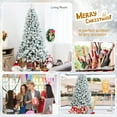 thumbnail image 6 of Topbuy 7.5'Hinged Artificial Christmas Tree Unlit w/ Metal Stand Premium Snow Flocked, 6 of 10