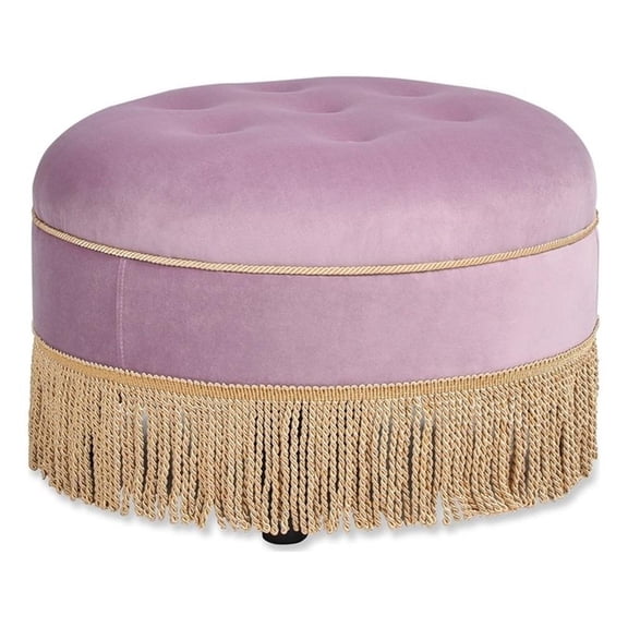 Bowery Hill Contemporary 24" Round Upholstered Accent Ottoman Lavender