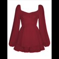 thumbnail image 3 of Mono Corto con Mangas Largas y Volantes para Mujer, Estilo Farol, con Lazo y Lazo Vino Tinto S, 3 of 10
