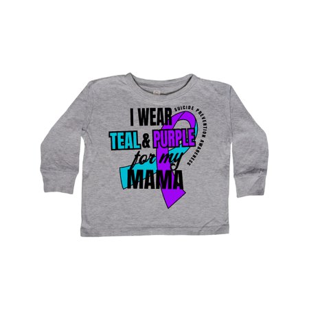 

Inktastic Suicide Prevention I Wear Teal and Purple for My Mama Gift Toddler Boy or Toddler Girl Long Sleeve T-Shirt