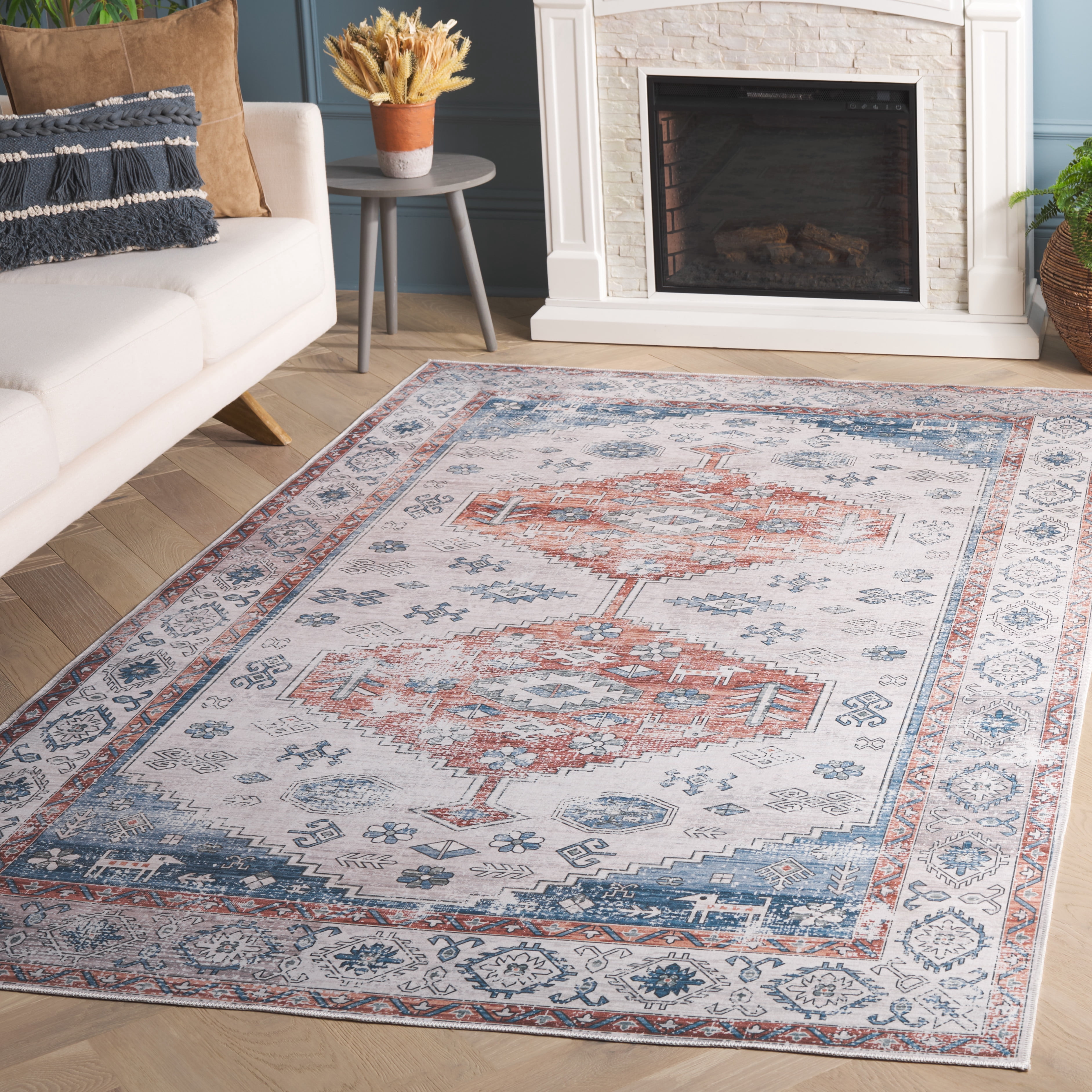 SAFAVIEH Arizona Shawn Medallion Machine Washable Area Rug, Rust/Beige, 5' x 8'