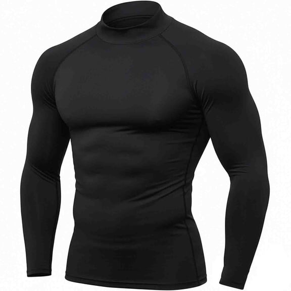 XIAONU Mens Compression Base Layer Long Sleeve Stand Collar Pullover Compression Shirt Stretchy Athletic Workout Compression Shirts