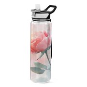 joogoo Rose Art Flower Water Bottles with Straw Tritan Leakproof Sports Bottle BPA Free 32oz