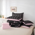 thumbnail image 6 of Erosebridal Pink Bowknot 7-Piece Twin Bedding Sets For Girls,Cute Bows Kawaii Stars Bedding Comforter Set,Pink Black,Reversible, 6 of 7