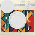 thumbnail image 3 of Ambesonne Ethnic Place Mats Set of 4, Geometric Modern Design, Standard Size, Teal Orange Marigold, 3 of 6