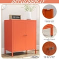 thumbnail image 4 of LNGZOE 2 Door Metal Locker Storage Cabinet with 1 Adjustable Shelves-Steel Locker cabinetfor Bedroom, Bedside, Office Room,2-Tier (Small Metal Door, Orange), 4 of 11