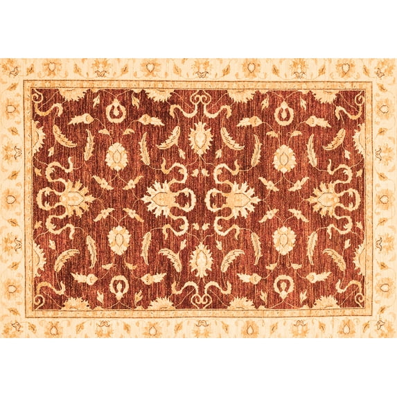 Ahgly Company Indoor Rectangle Oriental Orange Modern Area Rugs, 3' x 5'