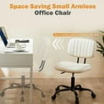 thumbnail image 7 of Armless Office Desk Chair with Wheels, Adjustable Height 360° Rolling Swivel Lumbar Support Low-Back Computer Chair, PU Leather, White, 7 of 7