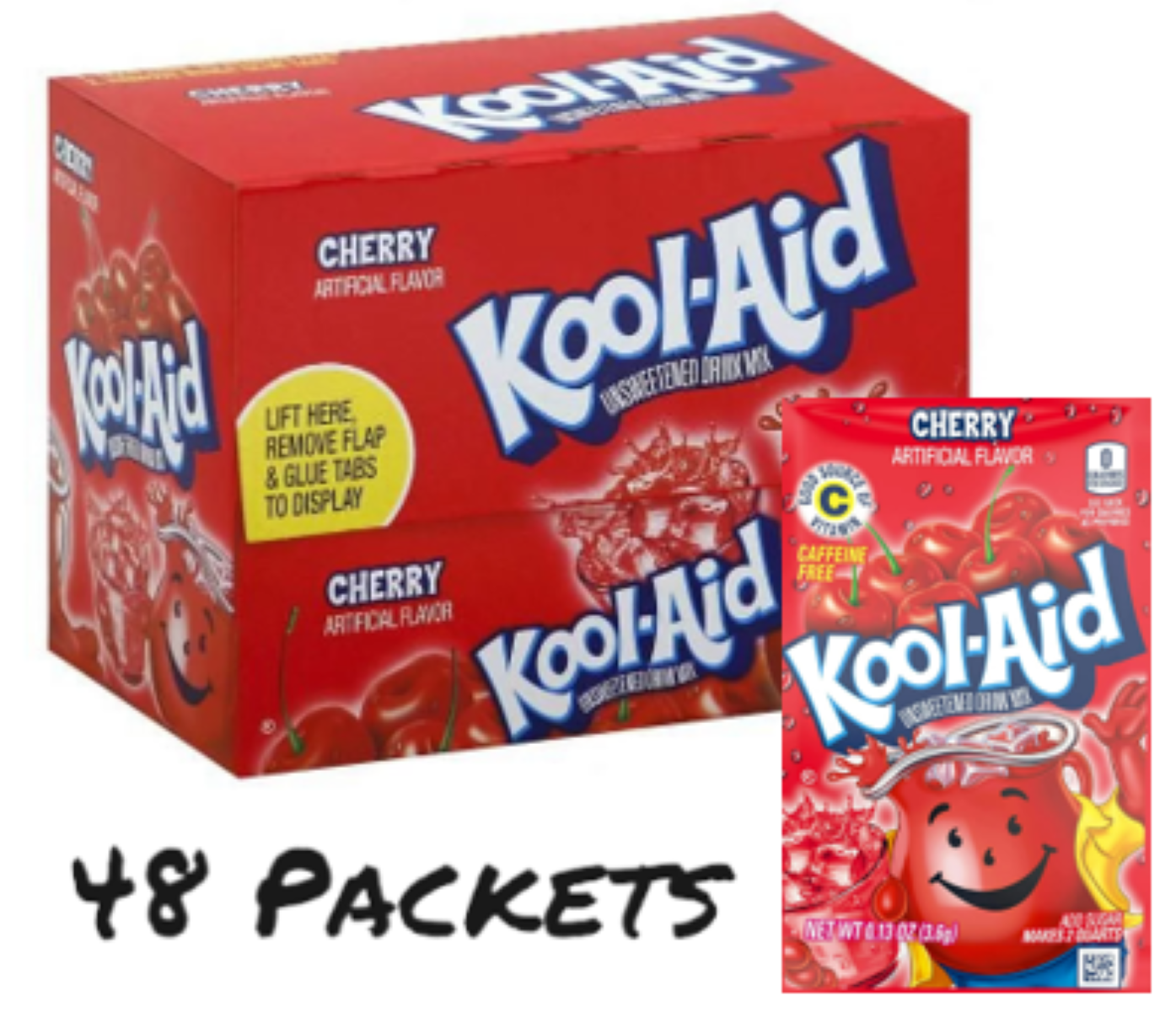 Kool-Aid, Unsweetened Black Cherry Powdered Drink Mix, 48 Pack