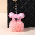 thumbnail image 2 of Furry Koala and Pompom Ball Keychain - Cute Animal Themed Keyring for Women and Girls, 2 of 7