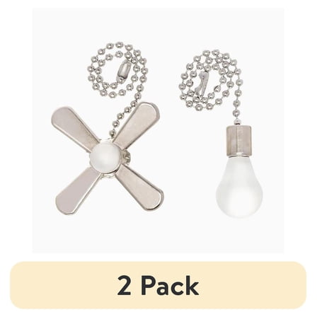 (2 pack)7" Satin Nickel Pull Chain Ceiling Fan with Light Bulb